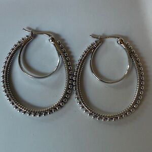 Sundance Boutique Silver Beaded Hoop Earrings